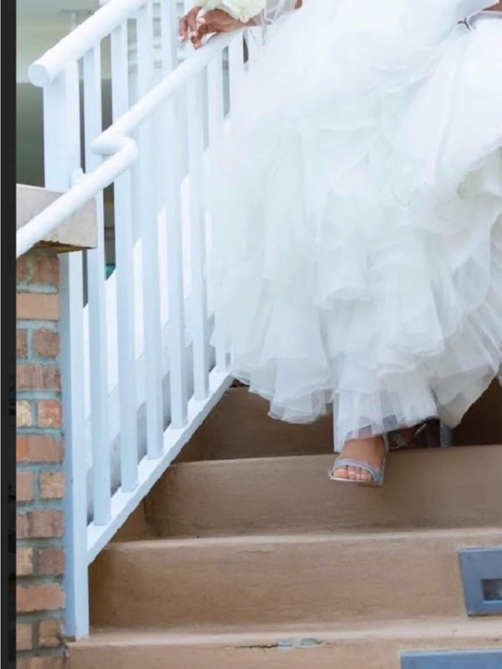 Oleg Cassini White Bridal Gown with Layered Tulle Skirt